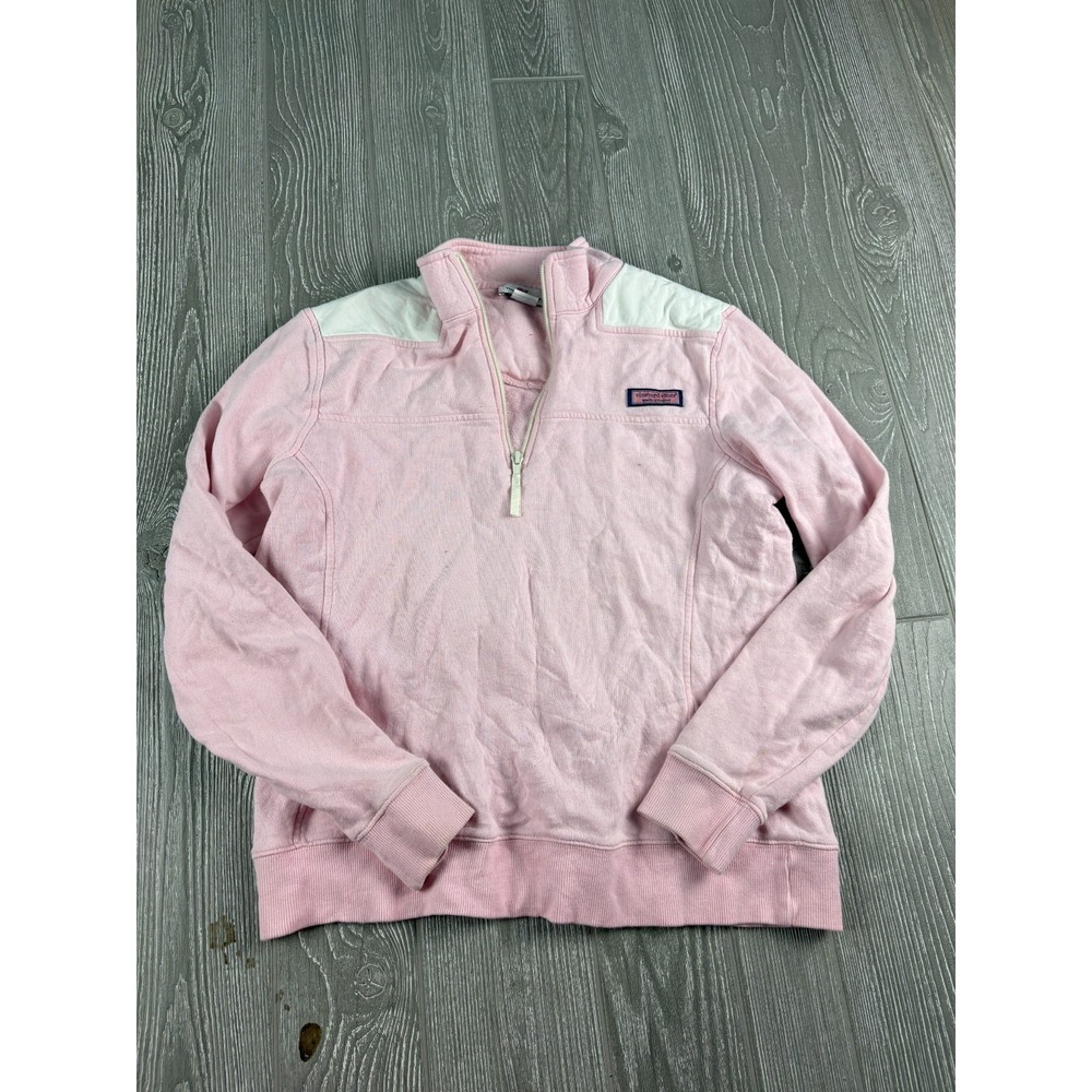 Vineyard Vines 1/4 Zip Pullover Pink Sweatshirt Womens Small Preppy Cotton